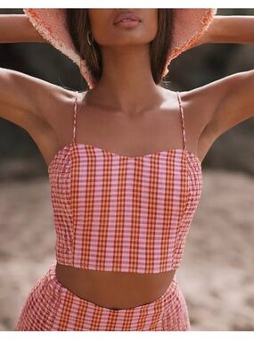 Brand New By Anthropologie Gingham Crop Cami